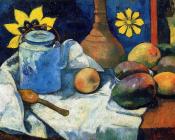 保罗 高更 : Still Life with Teapot and Fruit